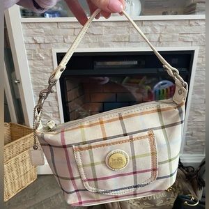 White rainbow plaid bag